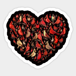 Red Cardinal birds cute heart I love you Sticker